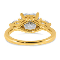 14k 3ct Lab Grown Diamond VS+ F+ Comp Cushion&Pear 3 Stone Eng Ring