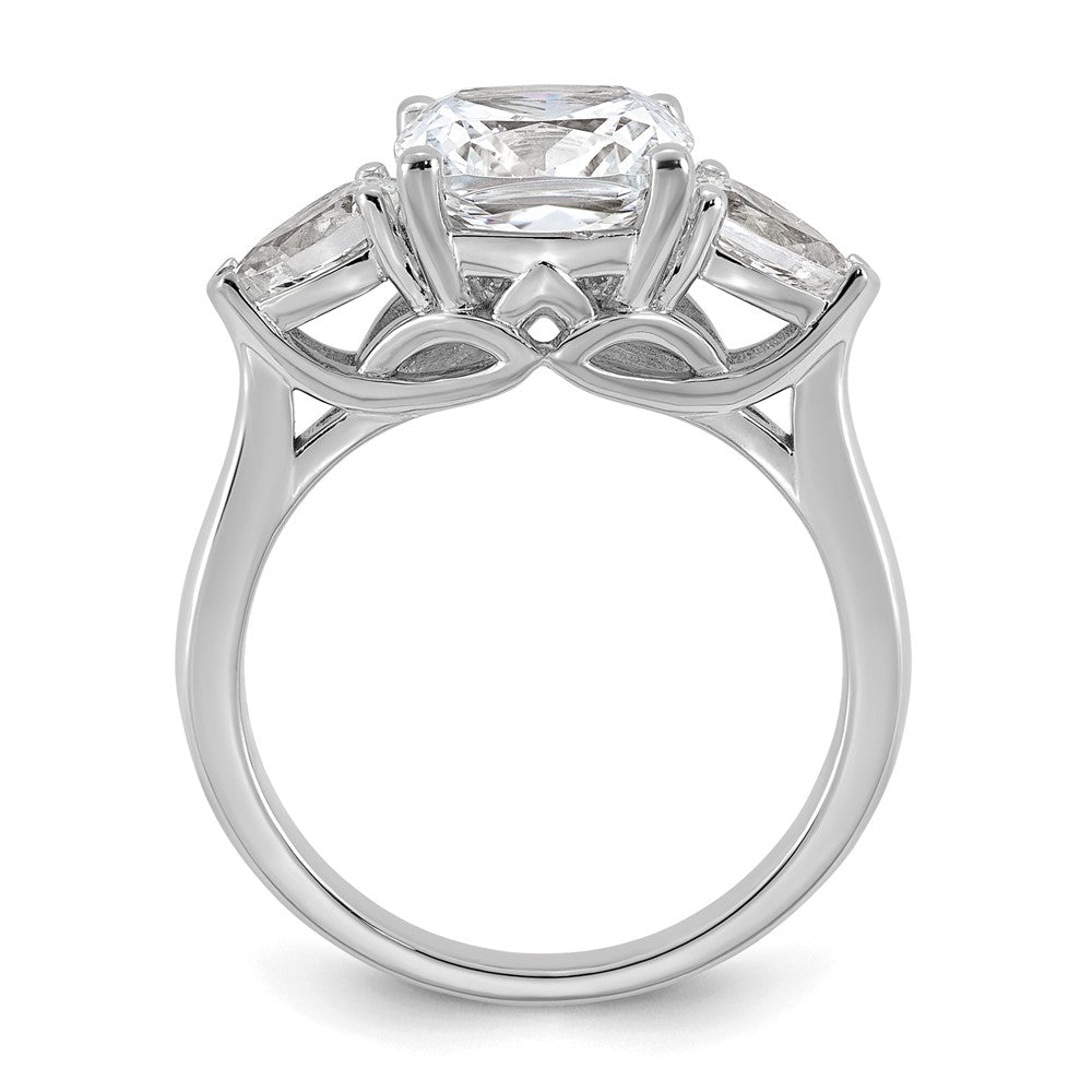 14kw 3 5/8ct Lab Grown Dia VS+ F+ Comp Cushion&Pear 3 Stone Eng Ring