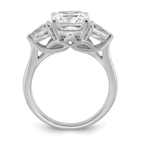 14kw 3 5/8ct Lab Grown Dia VS+ F+ Comp Cushion&Pear 3 Stone Eng Ring