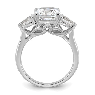 14kw 3 5/8ct Cert Lab Grown Dia VS+ F+ Comp Cushion&Pear 3 Stone Eng Ring