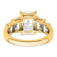 14k 3 1/2ct Lab Grown Diamond VS+ F+ Emerald Comp 3 Stone Eng Ring