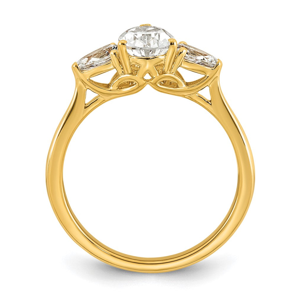 14k 1 3/8ct Lab Grown Diamond VS+ F+ Pear Complete 3 Stone Eng Ring