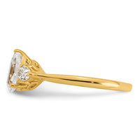 14k 1 3/8ct Lab Grown Diamond VS+ F+ Pear Complete 3 Stone Eng Ring