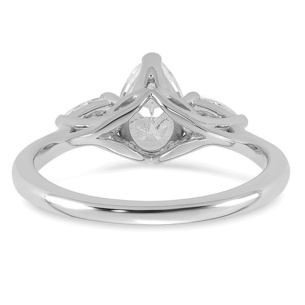 14kw 1 3/8ct Cert Lab Grown Diamond VS+ F+ Pear Complete 3 Stone Eng Ring