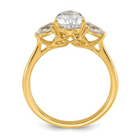 14k 1 7/8ct Lab Grown Diamond VS+ F+ Pear Complete 3 Stone Eng Ring