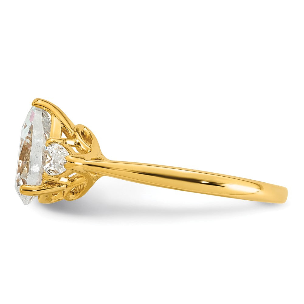 14k 1 7/8ct Lab Grown Diamond VS+ F+ Pear Complete 3 Stone Eng Ring