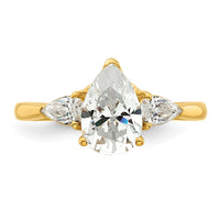 14k 1 7/8ct Lab Grown Diamond VS+ F+ Pear Complete 3 Stone Eng Ring