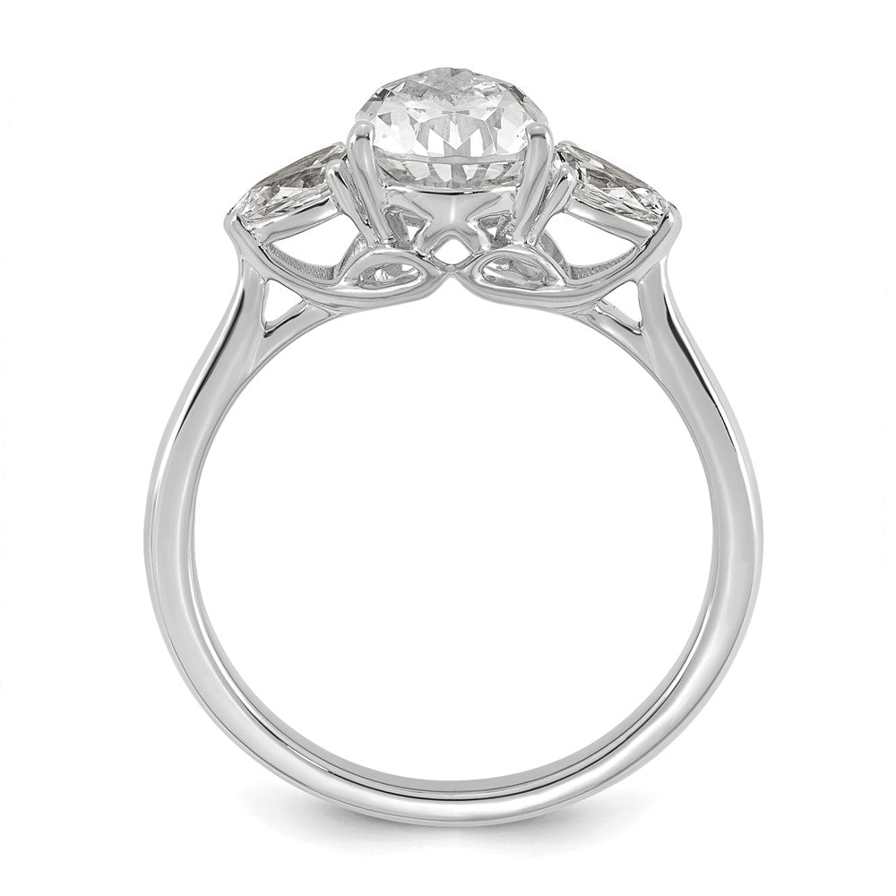 14kw 1 7/8ct Cert Lab Grown Diamond VS+ F+ Pear Complete 3 Stone Eng Ring