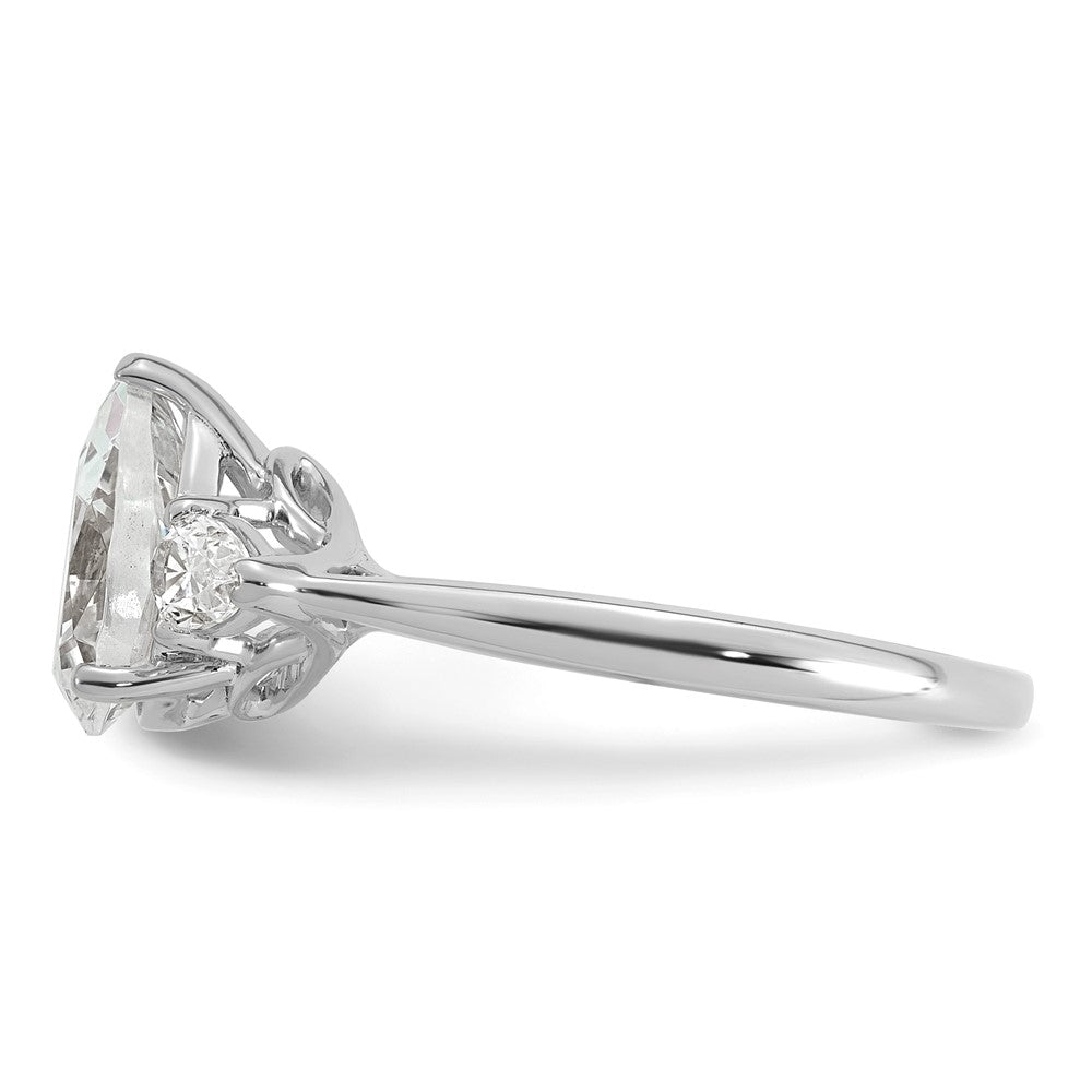 14kw 1 7/8ct Cert Lab Grown Diamond VS+ F+ Pear Complete 3 Stone Eng Ring