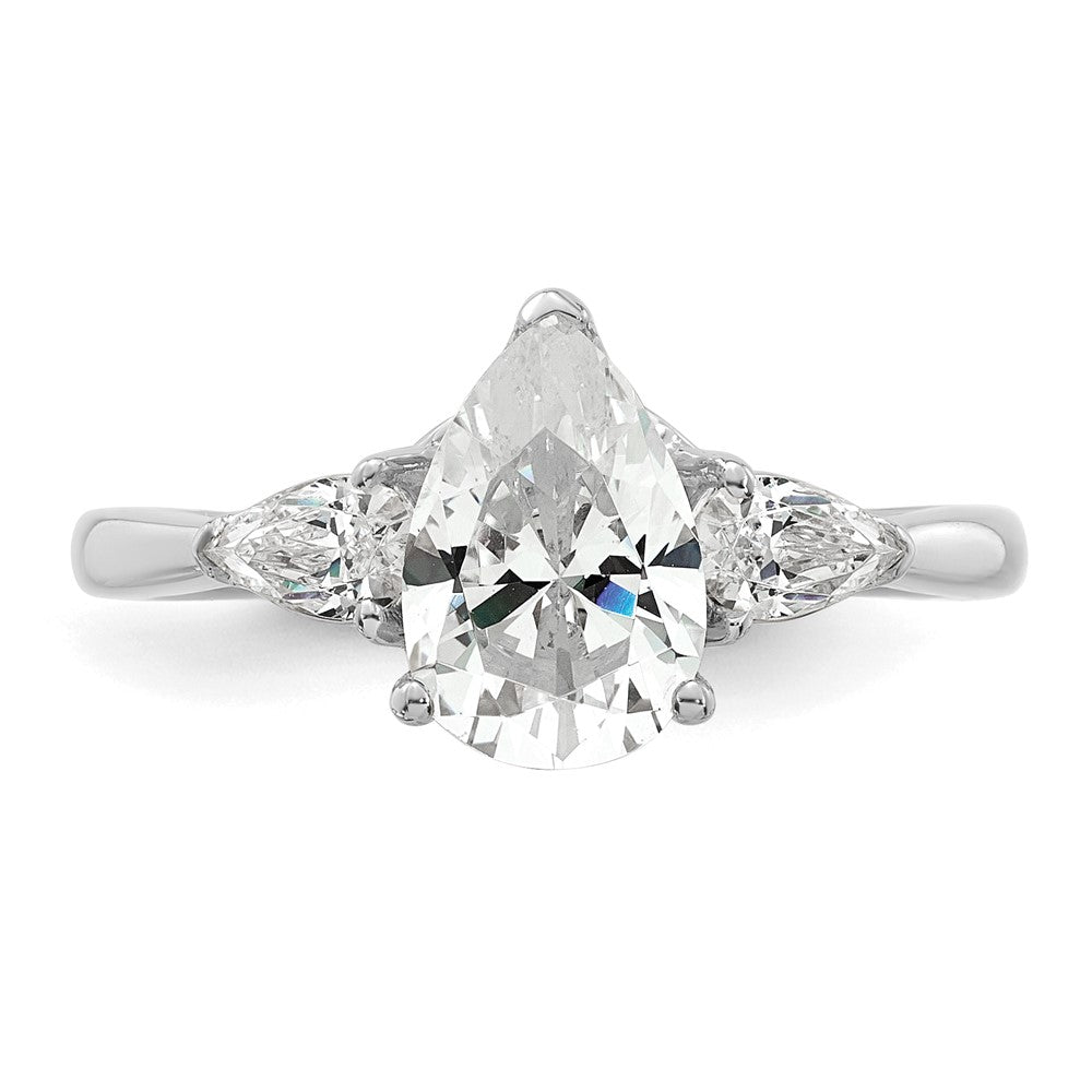 14kw 1 7/8ct Cert Lab Grown Diamond VS+ F+ Pear Complete 3 Stone Eng Ring