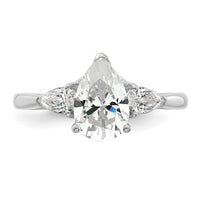 14kw 1 7/8ct Cert Lab Grown Diamond VS+ F+ Pear Complete 3 Stone Eng Ring