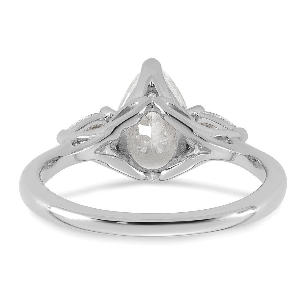 14kw 1 7/8ct Cert Lab Grown Diamond VS+ F+ Pear Complete 3 Stone Eng Ring