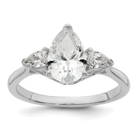 14kw 1 7/8ct Cert Lab Grown Diamond VS+ F+ Pear Complete 3 Stone Eng Ring