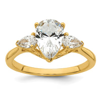 14k 1 7/8ct Cert Lab Grown Diamond VS+ F+ Pear Complete 3 Stone Eng Ring