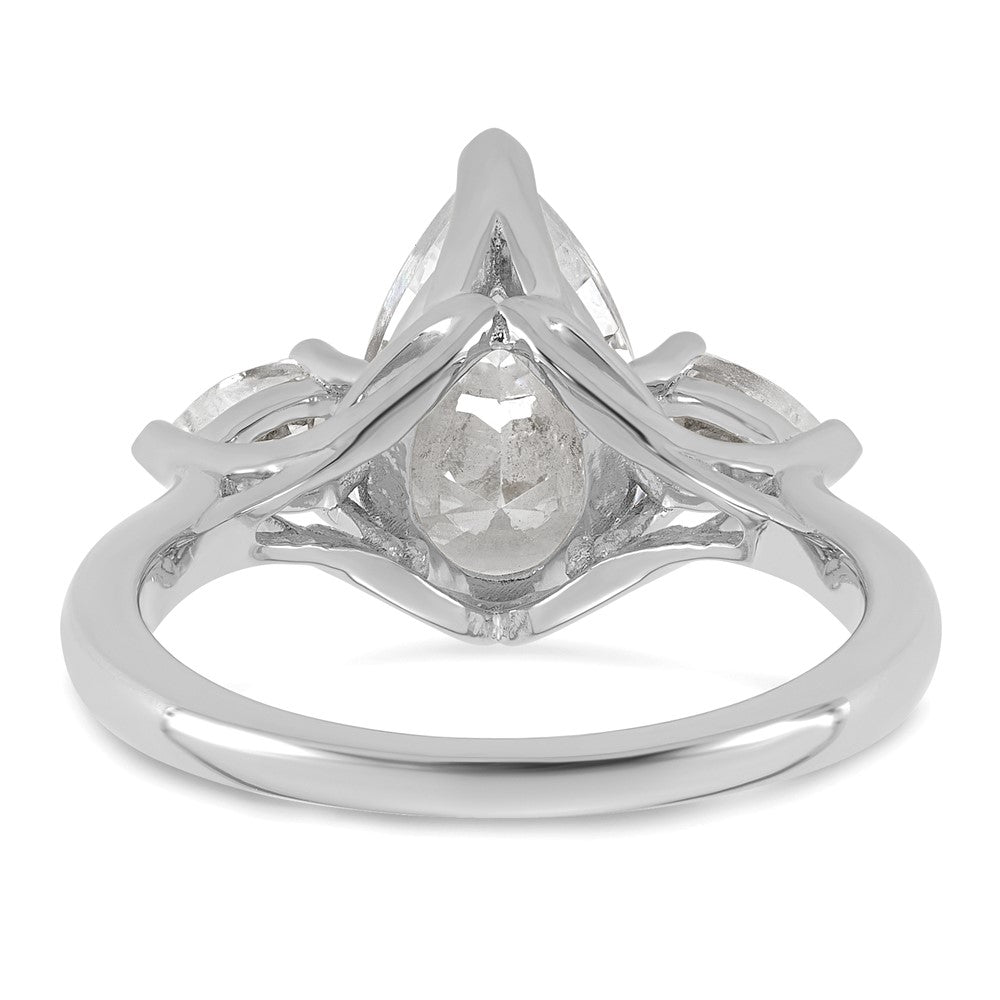 14kw 2 1/2ct Lab Grown Diamond VS+ F+ Pear Complete 3 Stone Eng Ring