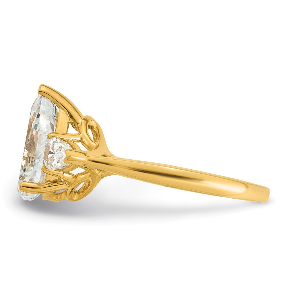 14k 2 1/2ct Lab Grown Diamond VS+ F+ Pear Complete 3 Stone Eng Ring