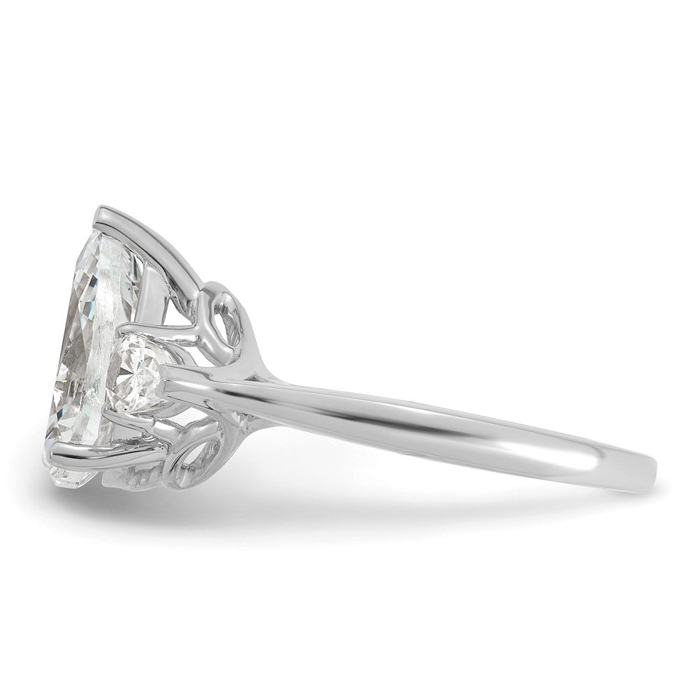 14kw 2 1/2ct Cert Lab Grown Diamond VS+ F+ Pear Complete 3 Stone Eng Ring