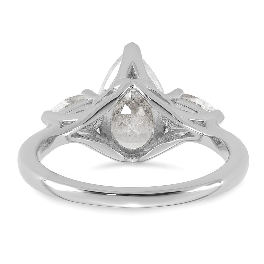 14kw 3ct Lab Grown Diamond VS+ F+ Pear Complete 3 Stone Eng Ring