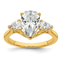 14k 3ct Lab Grown Diamond VS+ F+ Pear Complete 3 Stone Eng Ring