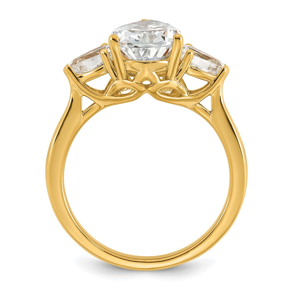 14k 3ct Lab Grown Diamond VS+ F+ Pear Complete 3 Stone Eng Ring