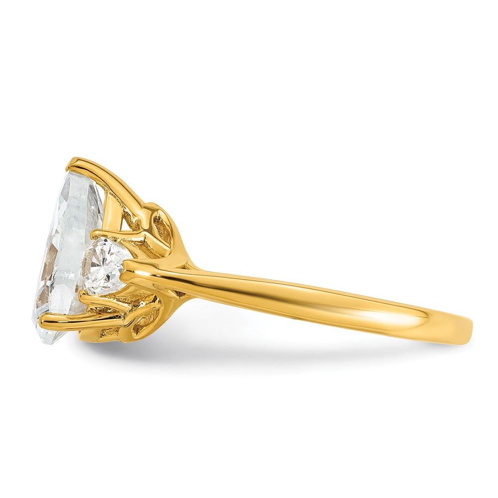 14k 3ct Lab Grown Diamond VS+ F+ Pear Complete 3 Stone Eng Ring