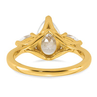 14k 3ct Lab Grown Diamond VS+ F+ Pear Complete 3 Stone Eng Ring