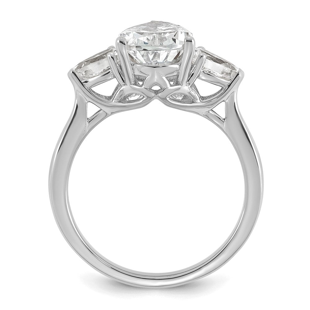 14kw 3ct Cert Lab Grown Diamond VS+ F+ Pear Complete 3 Stone Eng Ring