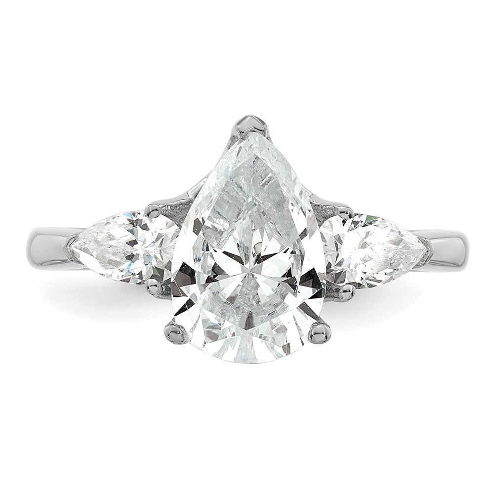 14kw 3ct Cert Lab Grown Diamond VS+ F+ Pear Complete 3 Stone Eng Ring