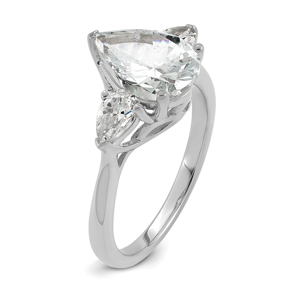 14kw 3ct Cert Lab Grown Diamond VS+ F+ Pear Complete 3 Stone Eng Ring