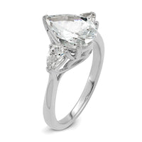 14kw 3ct Cert Lab Grown Diamond VS+ F+ Pear Complete 3 Stone Eng Ring