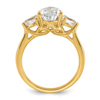 14k 3ct Cert Lab Grown Diamond VS+ F+ Pear Complete 3 Stone Eng Ring