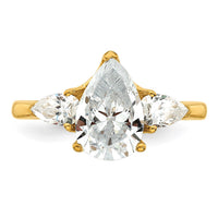 14k 3ct Cert Lab Grown Diamond VS+ F+ Pear Complete 3 Stone Eng Ring