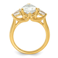 14k 3 5/8ct Lab Grown Diamond VS+ F+ Pear Complete 3 Stone Eng Ring