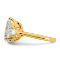14k 3 5/8ct Lab Grown Diamond VS+ F+ Pear Complete 3 Stone Eng Ring