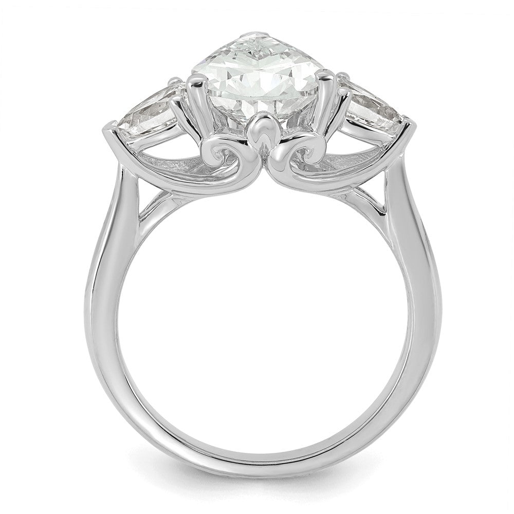 14kw 3 5/8ct Cert Lab Grown Diamond VS+ F+ Pear Complete 3 Stone Eng Ring
