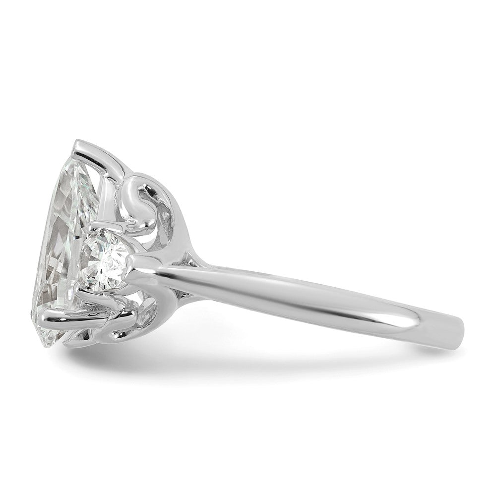 14kw 3 5/8ct Cert Lab Grown Diamond VS+ F+ Pear Complete 3 Stone Eng Ring