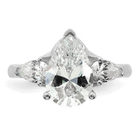 14kw 3 5/8ct Cert Lab Grown Diamond VS+ F+ Pear Complete 3 Stone Eng Ring