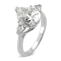 14kw 3 5/8ct Cert Lab Grown Diamond VS+ F+ Pear Complete 3 Stone Eng Ring