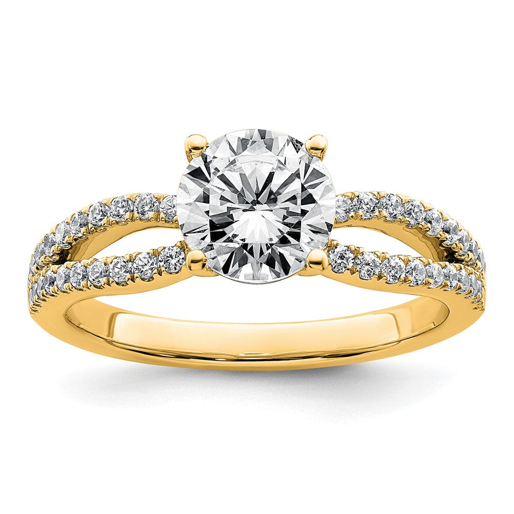 14k 1 1/2ct Cert Lab Grown Diamond VS+ F+ Round Complete Eng Ring