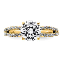 14k 1 3/4ct Lab Grown Diamond VS+ F+ Round Complete Eng Ring