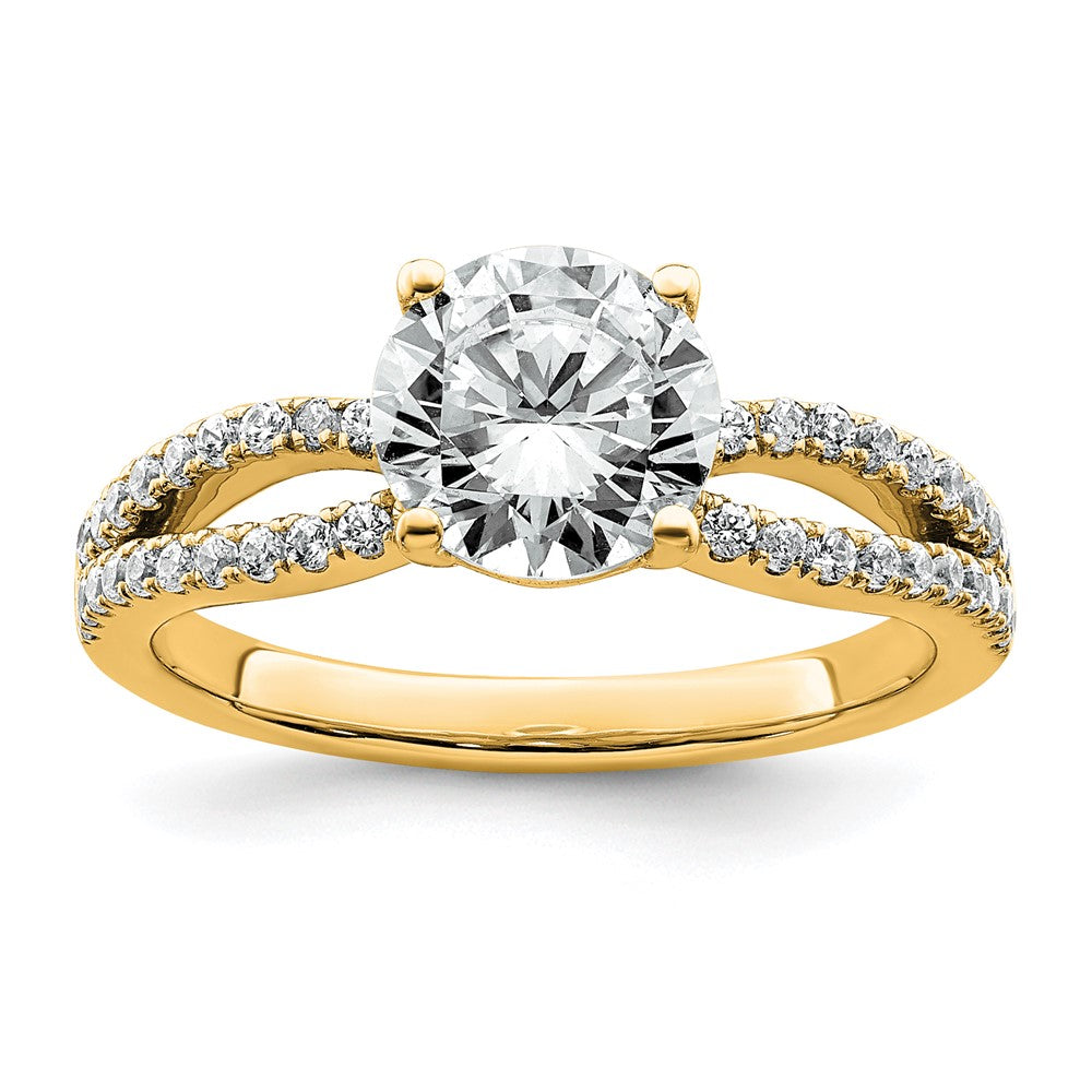 14k 1 3/4ct Lab Grown Diamond VS+ F+ Round Complete Eng Ring