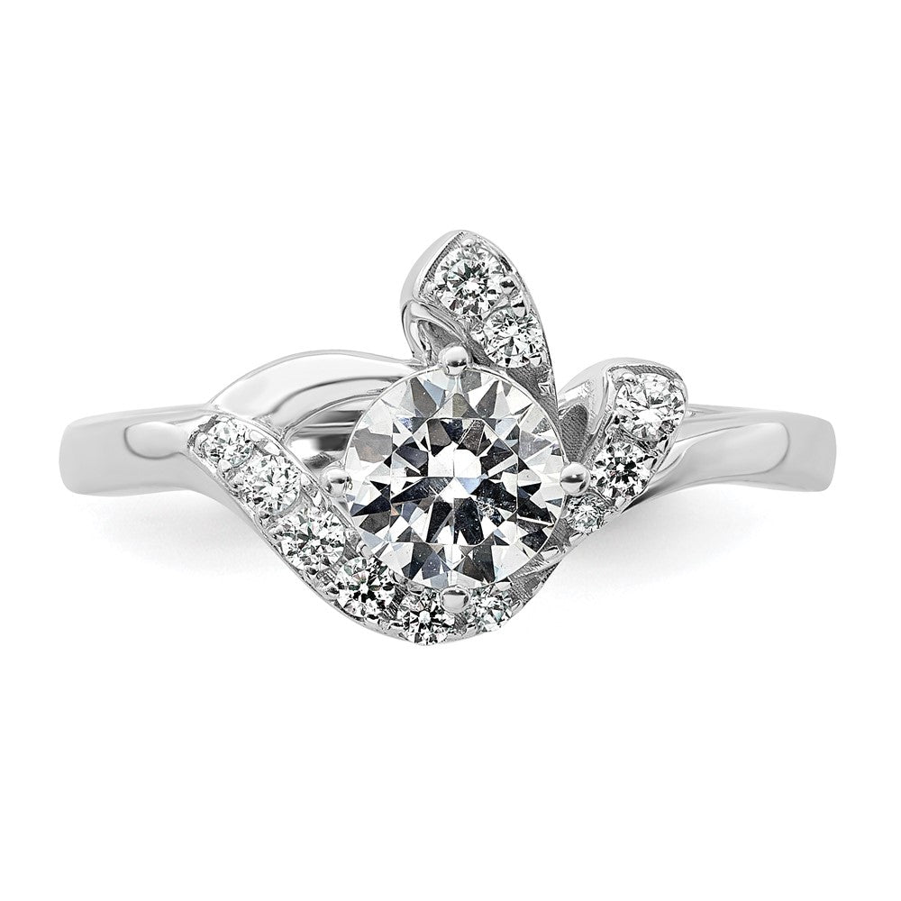 14k White Gold 7/8ct Lab Grown Diamond VS+ F+ Round Comp Eng Ring