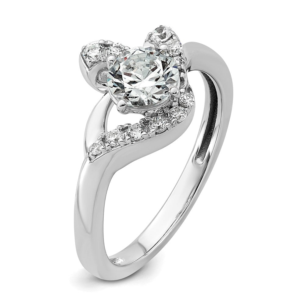 14k White Gold 7/8ct Lab Grown Diamond VS+ F+ Round Comp Eng Ring