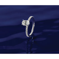 14k White Gold 1 1/3ct Cert Lab Grown Diamond VS+ F+ Oval Comp Eng Ring