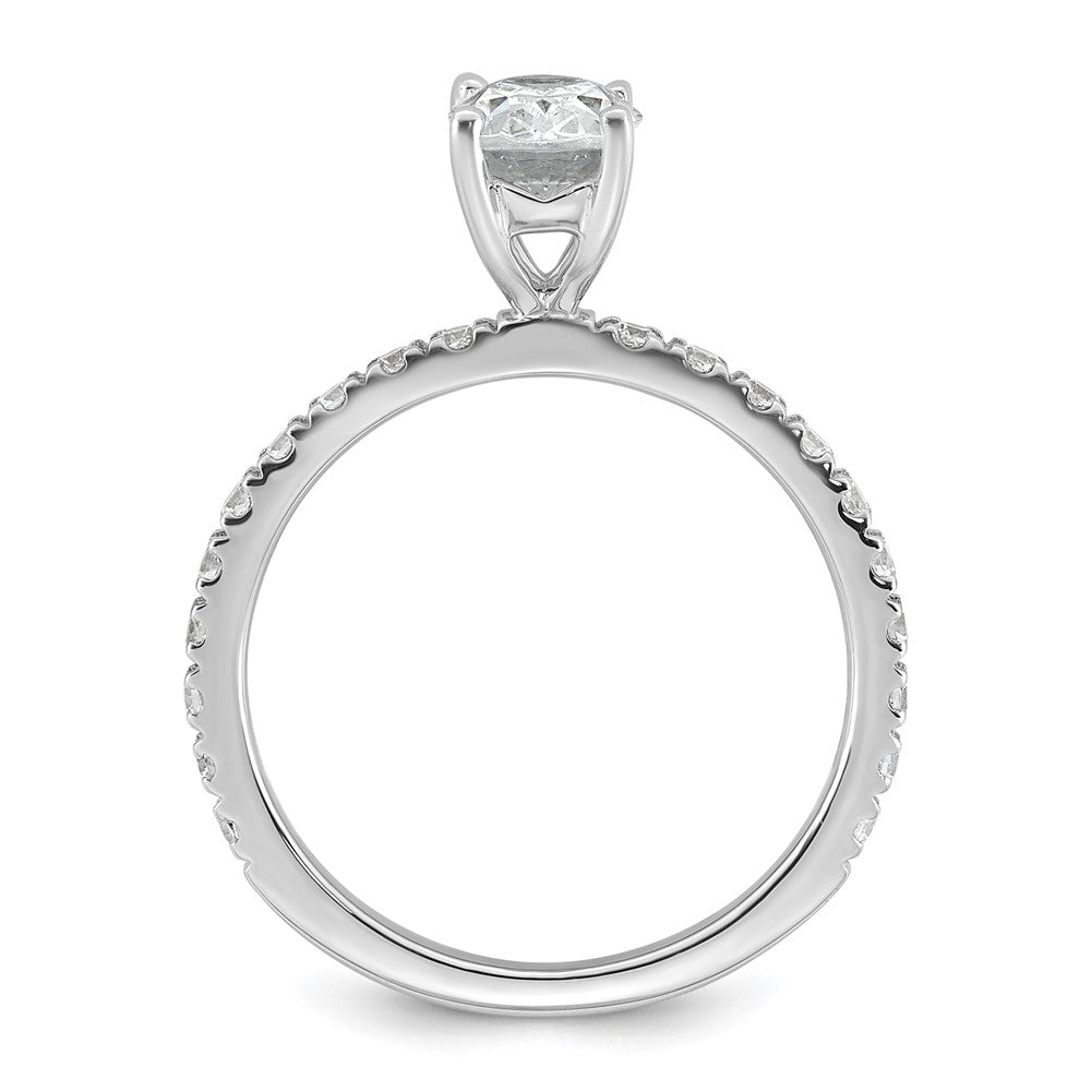 14k White Gold 1 1/3ct Cert Lab Grown Diamond VS+ F+ Oval Comp Eng Ring