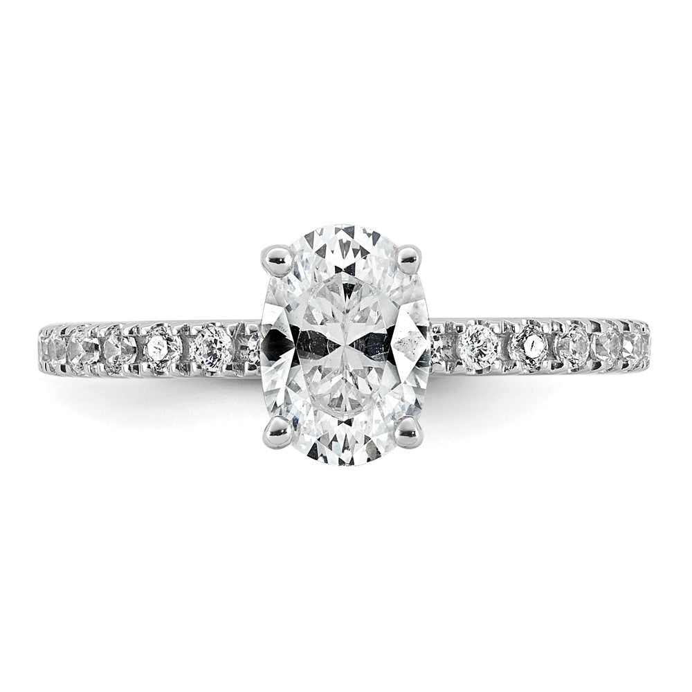 14k White Gold 1 1/3ct Cert Lab Grown Diamond VS+ F+ Oval Comp Eng Ring