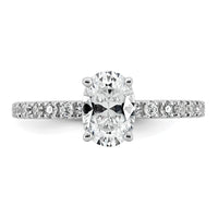 14k White Gold 1 1/3ct Cert Lab Grown Diamond VS+ F+ Oval Comp Eng Ring