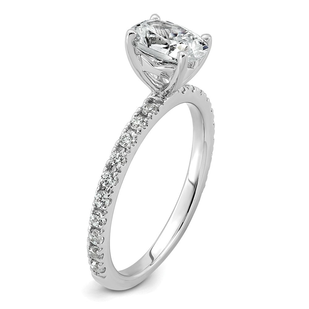 14k White Gold 1 1/3ct Cert Lab Grown Diamond VS+ F+ Oval Comp Eng Ring