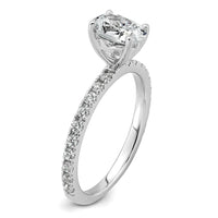 14k White Gold 1 1/3ct Cert Lab Grown Diamond VS+ F+ Oval Comp Eng Ring
