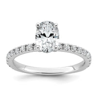 14k White Gold 1 1/3ct Cert Lab Grown Diamond VS+ F+ Oval Comp Eng Ring